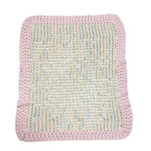 Handmade Blanket Soft Pastel Pink Border Crocheted‎ Soft Blanket 37x33